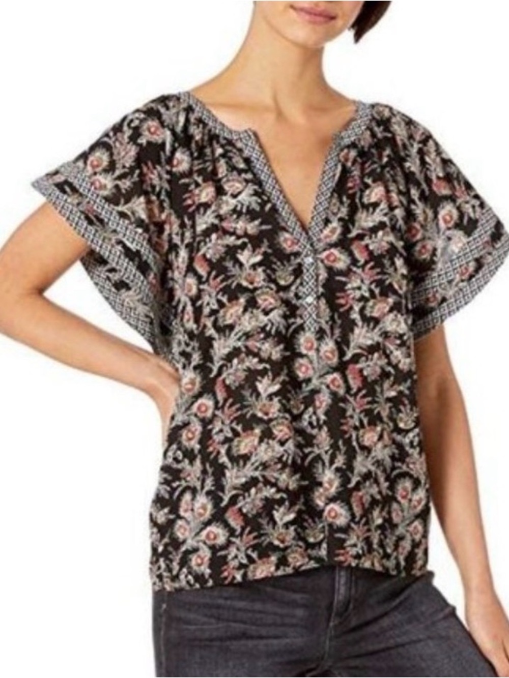 Joie Laurina Flutter Sleeve Cotton Blend Top as